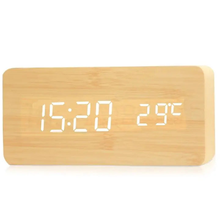 Digitaler Holz-Wecker mit LED-Anzeige – WoodSync