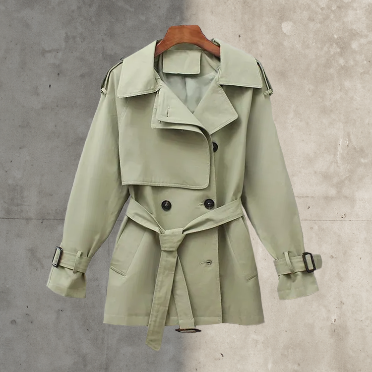 Damen Trenchcoat doppelt geknöpft mit Gürtel – Rosemary