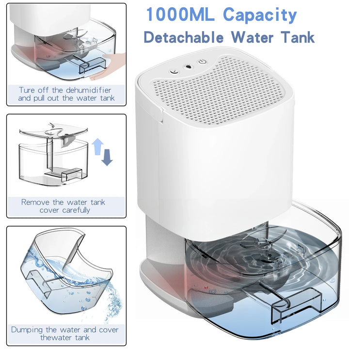 1000ml Tragbarer 2-in-1 Luftentfeuchter mit Luftfilter und Nachtlicht – Aveline