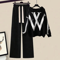 Damen Zweiteilige Herbst Set mit Strickpullover und weiter Hose – Selina