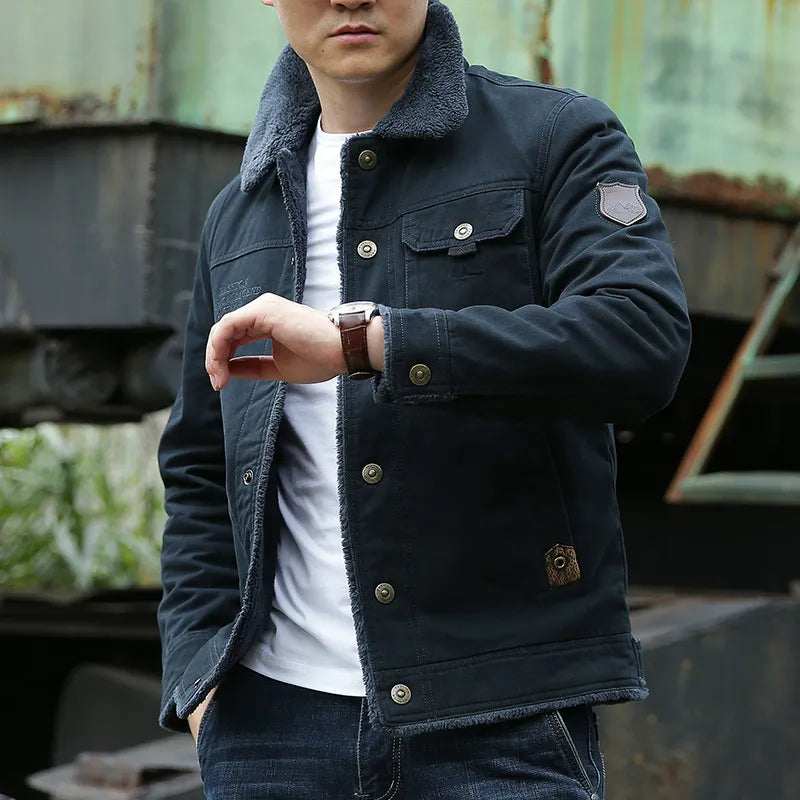 Coole Herrenjacke mit Fellkragen – Lars