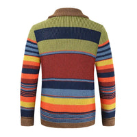 Herren Strick-Cardigan mit Colourblock und geometrischem Muster – Leandro