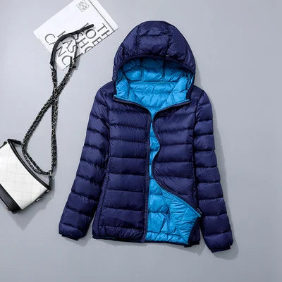 Wendbare Daunenjacke mit Kapuze – Soraya