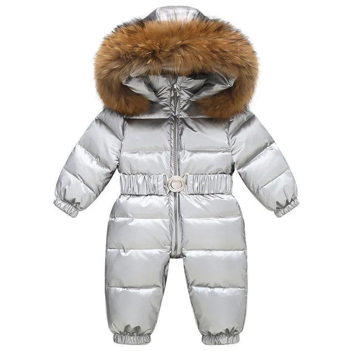 Gefütterter, wasserdichter Winteroverall mit Kapuze und Gürtel – Winterzauber Niko