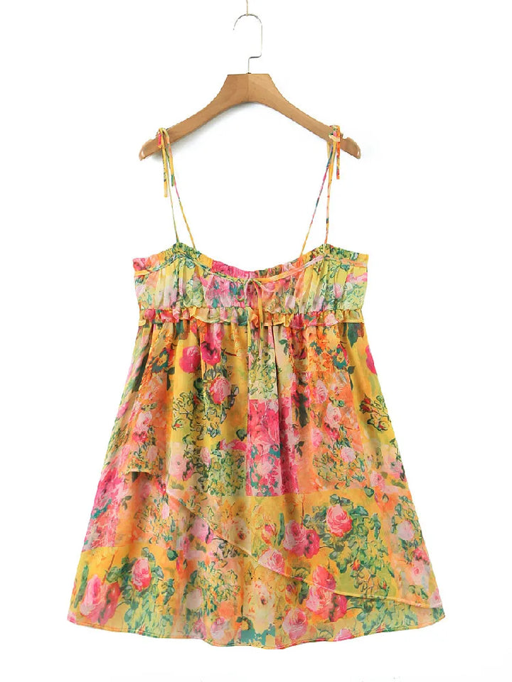 Rückenfreies Bohème-Minikleid mit Blumendruck – Juliette