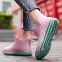 Damen Regenstiefeletten wasserdicht mit gestricktem Schaft & Antirutschsohle – Liora
