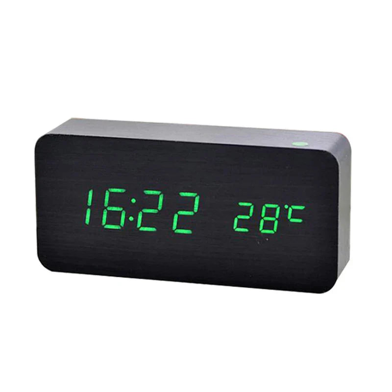 Digitaler Holz-Wecker mit LED-Anzeige – WoodSync