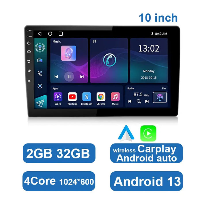 Universelles Android-Autoradio mit Touchscreen, GPS und kabellosem CarPlay