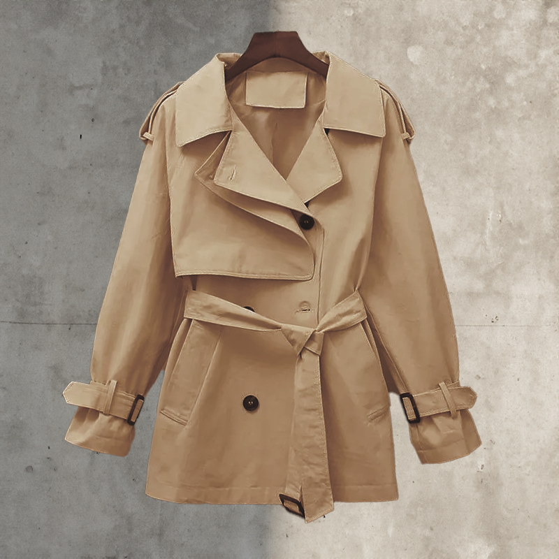 Damen Trenchcoat doppelt geknöpft mit Gürtel – Rosemary