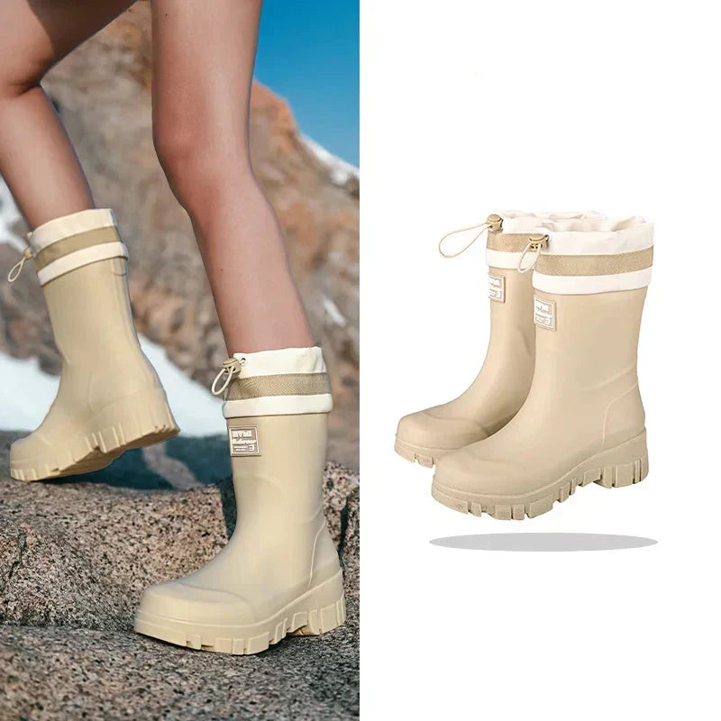 Damen Regenstiefel retro Look wasserdicht mit Antirutschsohle – Arlena