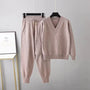 Damen Zweiteilige Strickset mit V-Ausschnitt Pullover & Hose – Noelia