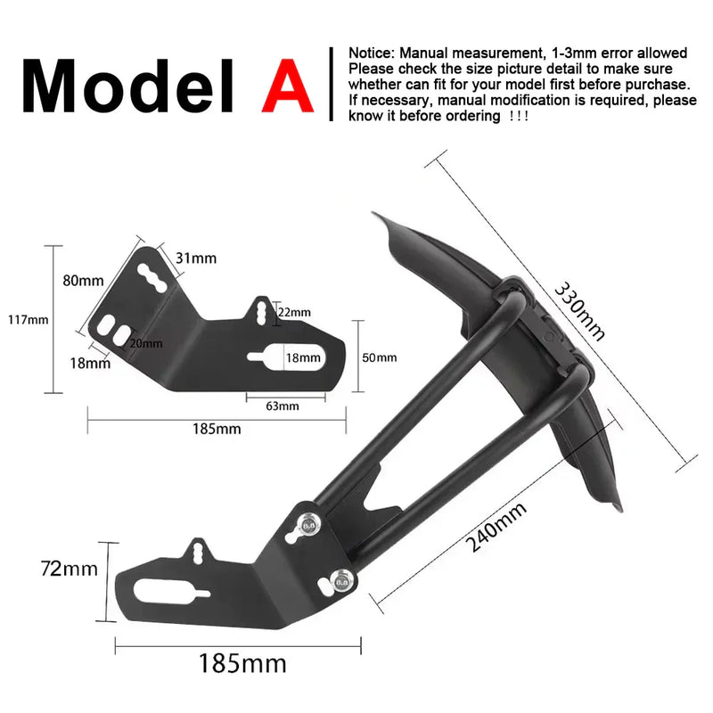 Universeller Motorrad Hinterradschutz mit Stahlhalterung – TrailGuard