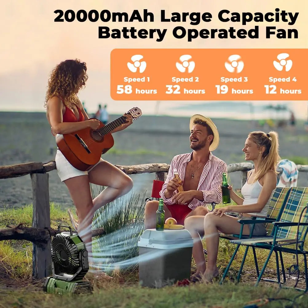 Camping-Fan mit 20.000mAh Batterie, LED-Licht & Fernbedienung – AirMate