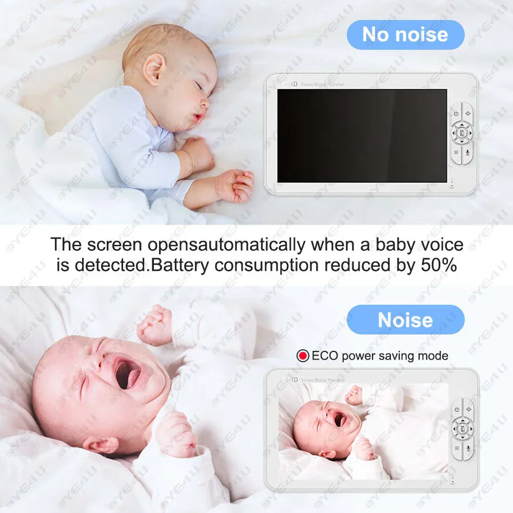 5-Zoll HD Video-Babyphone mit Kamera, PTZ-Zoom und Nachtsicht