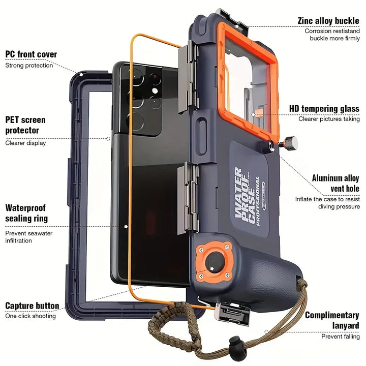 Wasserdichtes Tauch-Handycase mit 15 m Tiefenschutz & Lanyard – AquaShield