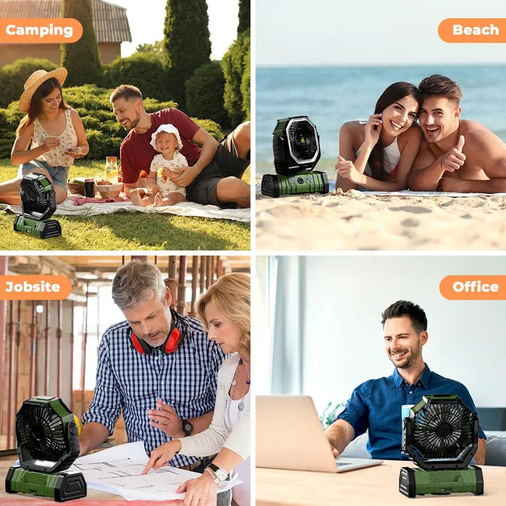 Camping-Fan mit 20.000mAh Batterie, LED-Licht & Fernbedienung – AirMate