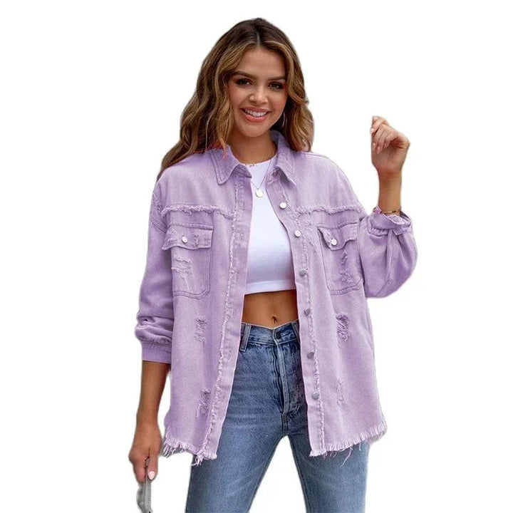 Boho Damen Jeansjacke mit Ibiza-Flair & Slim Fit für Frühling/Sommer – Yara