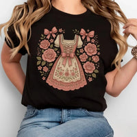 Damen T-Shirt mit Dirndl-Print – RosaBlüte Oktoberfest 2026