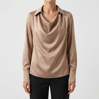 Satin-Finish Collared Women's Top - Janice