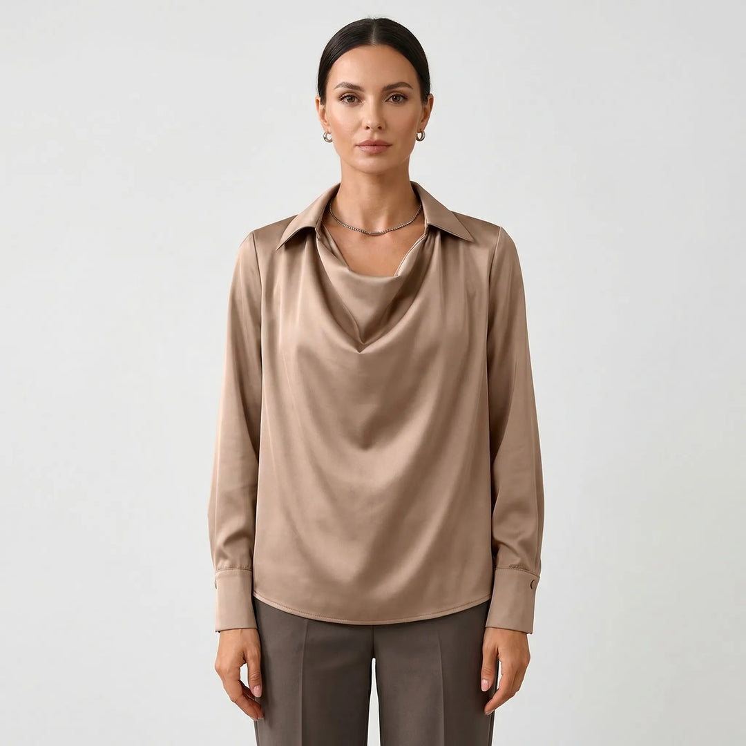 Satin-Finish Collared Women's Top - Janice