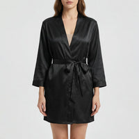 Satin-Finish Wrap Morning Gown - Ramona