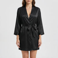Satin-Finish Wrap Morning Gown - Ramona