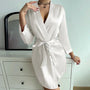 Satin-Finish Wrap Morning Gown - Ramona