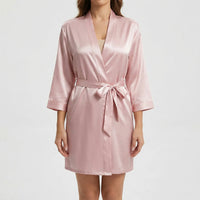 Satin-Finish Wrap Morning Gown - Ramona