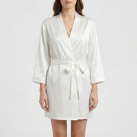 Satin-Finish Wrap Morning Gown - Ramona