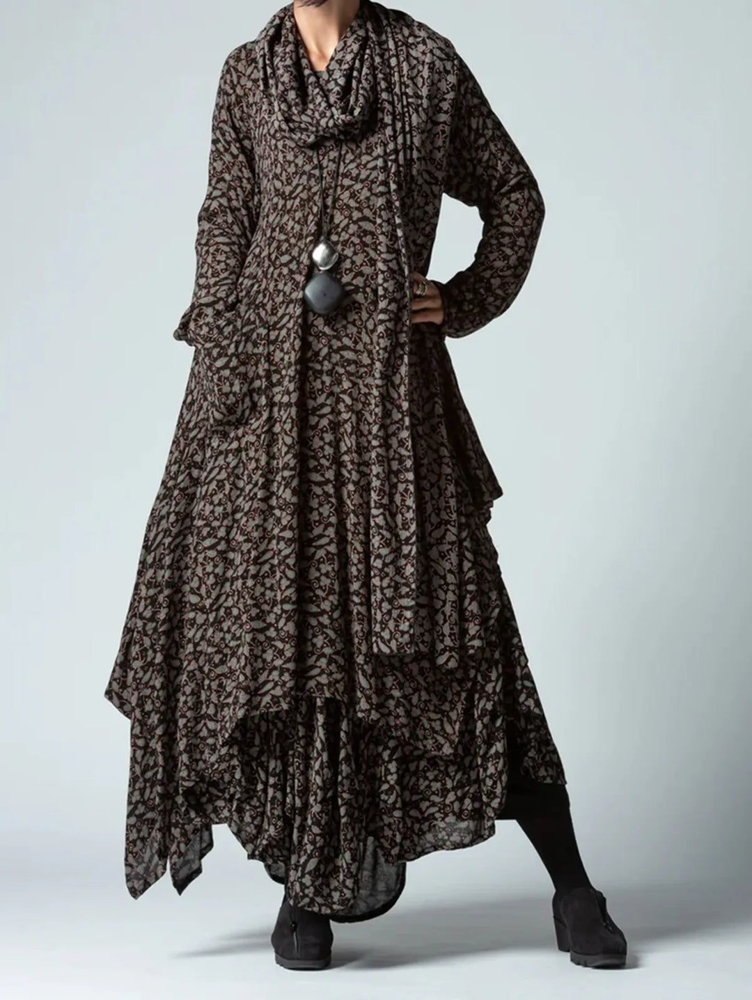Maxi Herbstkleid mit Druck – Soraya