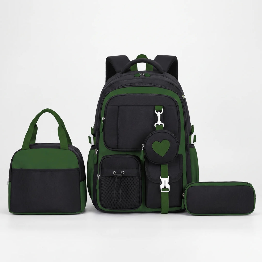 Schulrucksack Mit Geometrischem Muster Und Vielen Fächern - Kinetox