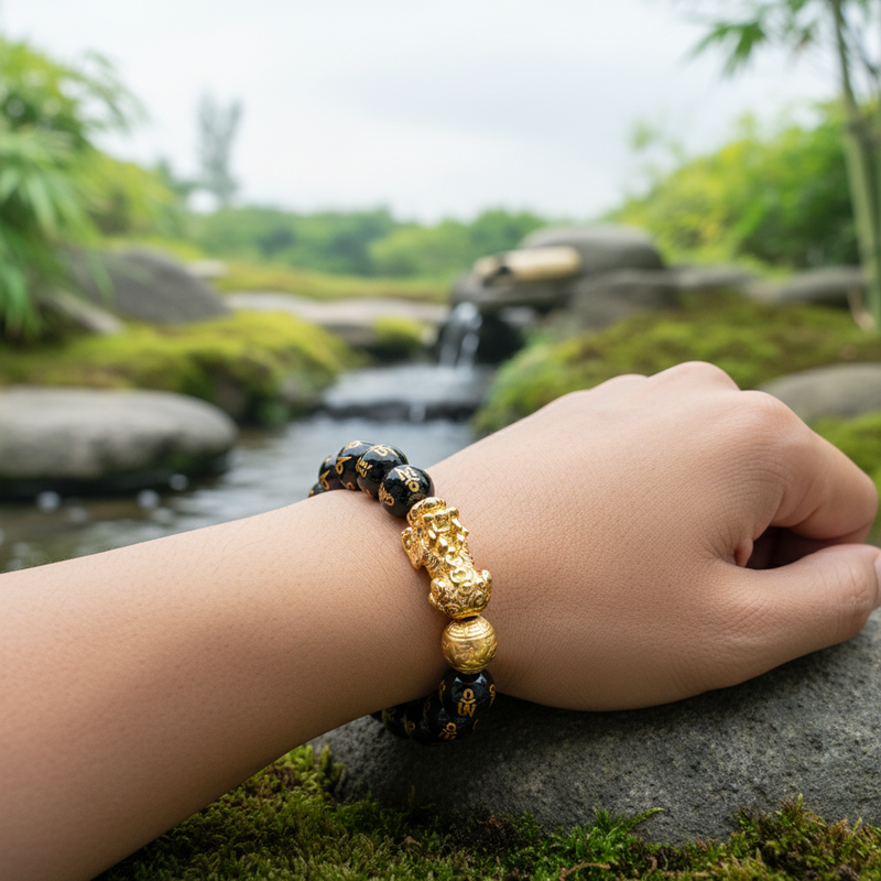 Schwarzes Obsidian-Armband - WealthObsidian 