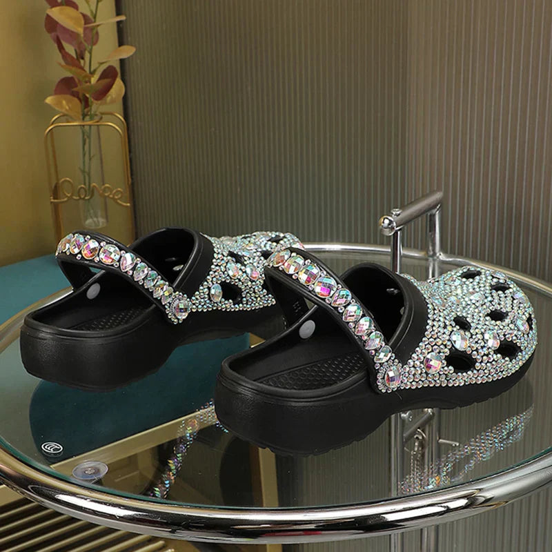 Kristallverzierte Sommer-Damenslipper aus EVA – Alviera