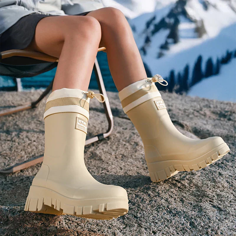 Damen Regenstiefel retro Look wasserdicht mit Antirutschsohle – Arlena