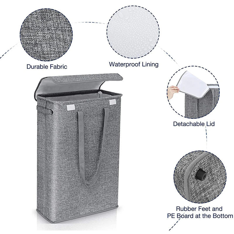 45L Slim Wäschekorb mit Deckel – Neris