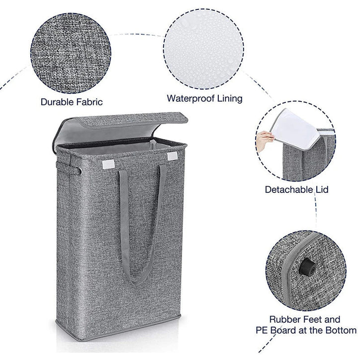 45L Slim Wäschekorb mit Deckel – Neris