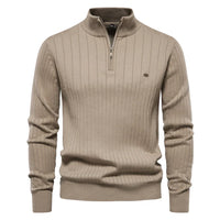 Herren Strickpullover aus Baumwolle mit Reißverschluss & Stehkragen – Ardel
