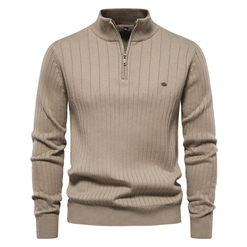 Herren Strickpullover aus Baumwolle mit Reißverschluss & Stehkragen – Ardel