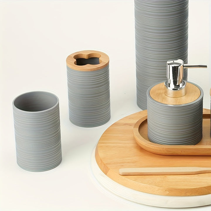 Sechsteiliges Badezimmerzubehör Set - Bamborao