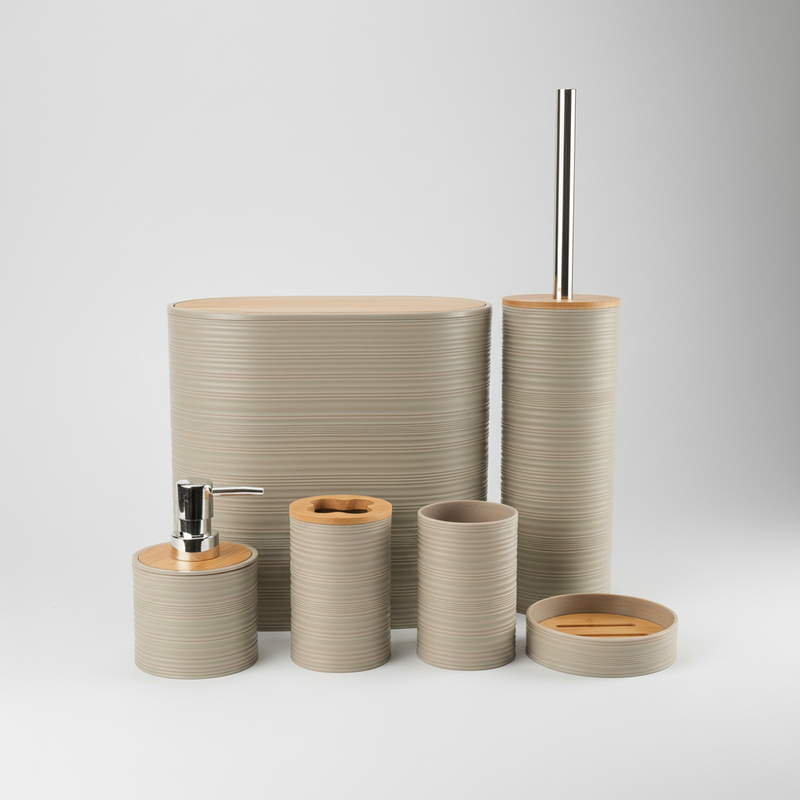 Sechsteiliges Badezimmerzubehör Set - Bamborao