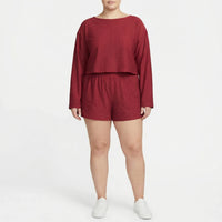 Set Aus Langarmshirt Mit Rundhalsausschnitt Und Shorts Für Große Größen - Charlene