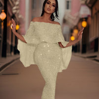 Shimmering A-Line Maxi Dress - Teri