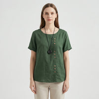 Short-Sleeve Button-Front Blouse - Mindy