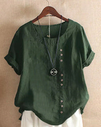 Short-Sleeve Button-Front Blouse - Mindy