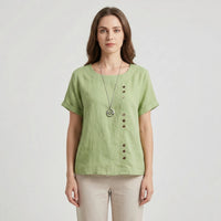 Short-Sleeve Button-Front Blouse - Mindy