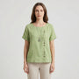 Short-Sleeve Button-Front Blouse - Mindy
