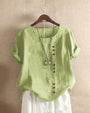 Short-Sleeve Button-Front Blouse - Mindy
