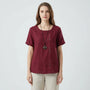 Short-Sleeve Button-Front Blouse - Mindy