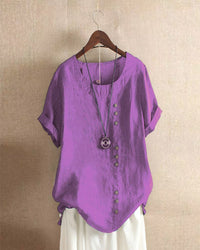 Short-Sleeve Button-Front Blouse - Mindy
