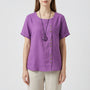 Short-Sleeve Button-Front Blouse - Mindy